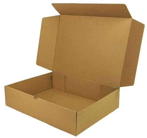 Pack Cajas Carton Envios Automontables, Paquetes Regalo, Kraft, Packaging de 35x26x8cm (Pack 25 cajas)