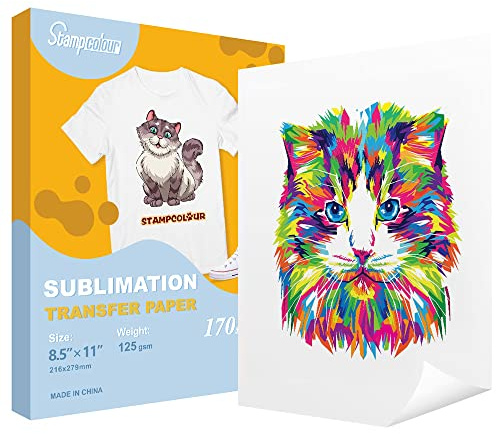 Stampcolour 170 Sheets Sublimation Paper Heat Transfer Paper 8.5x11 inch A4 for Any Epson HP Canon Sawgrass Inkjet Printer with Sublimation Ink for Mug, T-Shirt,Light Fabric DIY 125gsm