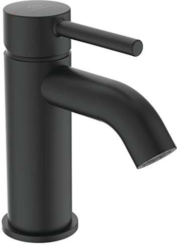 Ideal Standard – Ceraline Waschtischarmatur, inklusive Metall-Ablaufgarnitur, mit FirmaFlow Kartusche, wassersparend, Schnellmontagesystem Easy Fix, Silk Black