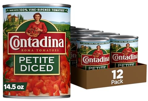 CONTADINA Petite Cut Diced Tomatoes, 12 Pack, 14.5 oz Can, Red
