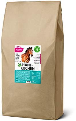 Hanfkuchen für Tiere, 20 kg kaltgepresste Hanfpellets | 100 % kaltgepresster Trester, Ergänzungsfuttermittel für Tiere.