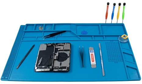 MMOBIEL Esterilla de reparación y soldadura de silicona – 55 x 35 cm – Esterilla de silicona resistente al calor hasta 500 °C – Alfombrilla de banco de trabajo para trabajos de soldadura, teléfonos