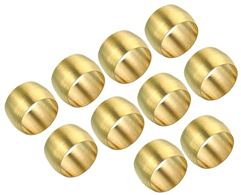PATIKIL 5/16 Inch Tube OD Brass Compression Sleeves Ferrules, 25 Pack Brass Ferrule Fitting Brass Compression Fitting Assortment Kit for Air Water Gas Pipe
