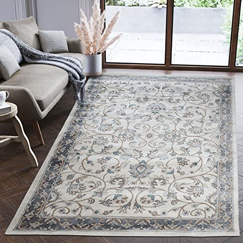 Mazovia Groß Teppich Flur 250x350cm Creme Klassisch Weich Pflegeleicht Weiß | Teppich für Eingangsbereich Küche Büro Wohnzimmer Schlafzimmer Beige Fußbodenheizungsgeeignet Reinigungsmittelbeständig