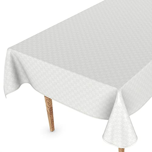 Wachstuchtischdecke Wachstischdecke Tischdecke abwaschbar Gartentischdecke Wachstuch Eckig rund oval 160 x 120cm mit Saum Karo Quadrat Weiß