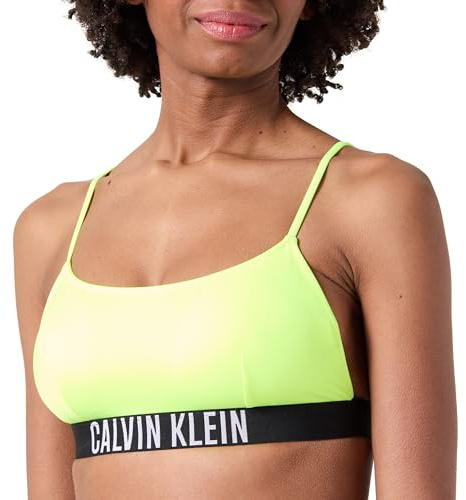 Calvin Klein Top de Bikini Tipo Bralette sin Aros para Mujer, Verde (Citrust Burst), M
