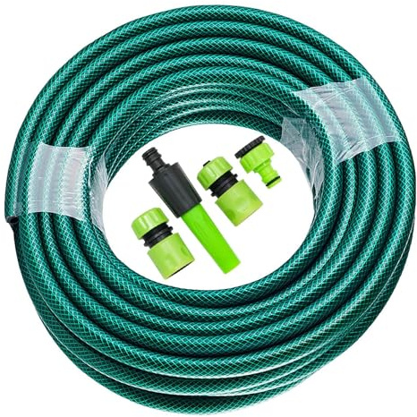 Dapetz® Reinforced Hose Pipe Connectors Set – Anti Kinking Garden Hose, 15M Flexi Hose, Durable Hosepipe for Garden, Magic Hose, Pond Hose, Hose Pipe Connector, Tap Connector & Fittings Kit