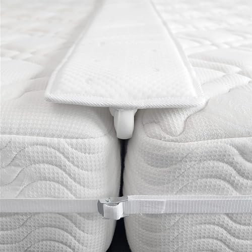 DEVINK Bettbrücke - Matratzenanschluss Zum Bett Lückenfüller Herstellen Von Einzelbetten Im König - Matratze Keil Mit Gestepptem Riemen Für Gäste Wohnzimmer(200x30CM,White)