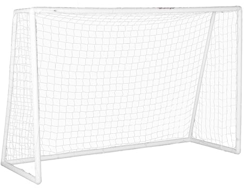 SPORTNOW But de Football Cage de Foot But d'entrainement Filet de Football en PVC - piquets Inclus - dim. 180L x 92l x 124H cm Blanc