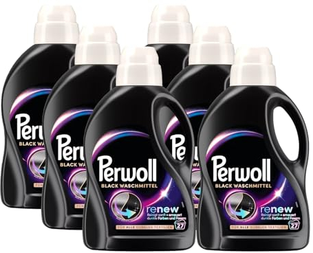 PERWOLL Black Waschmittel 6x 27 WL (162 Waschladungen), Feinwaschmittel reinigt sanft und erneuert dunkle Farben und Fasern, für alle dunklen Textilien, mit Dreifach-Renew-Technologie