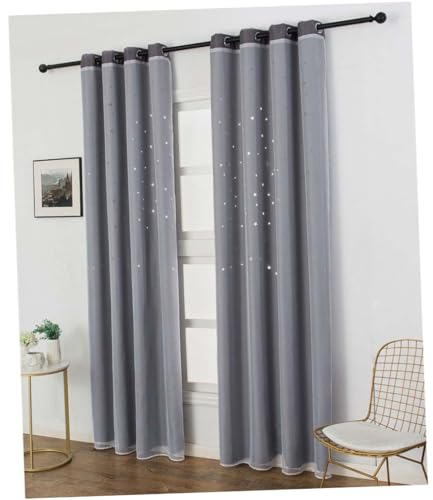 ABOOFAN Doppellagiger Sternenvorhang für Kinderzimmer Verdunkelungsvorhang aus Polyester 100 Stück 250cm für Wohnzimmer und Schlafzimmer Design mit Hohldesign