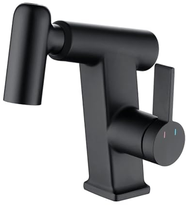 HomeLava Waschtischarmatur mit Ausziehbar Brause 3 Strahlarten, Wasserhahn Bad Armatur Messing Einhebelmischer Badarmatur Waschbecken Mischbatterie für Badezimmer, Schwarz