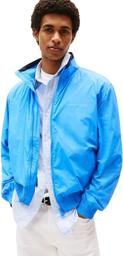 Tommy Jeans Cortavientos Hombre Essential Cazadora con cuello alto, Azul (Copenhagen Blue), S