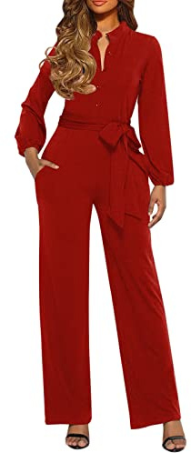 Tuta Da Donna Elegante Tute Donna Eleganti Lunghe a Gamba Larga Completo Donna Trendy Monopezzi Baggy Tinta Unita Jumpsuit Donna Playsuit Cocktail Pantalone Maniche Lunghe Abiti Da Sera Interi