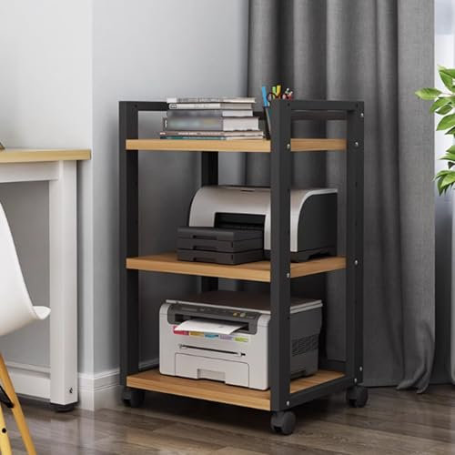 UrbanUp HiFi Rack Verstellbares Netzwerkserver-Rack mit Rädern, Professionelles Audio-Rack-Schrank zur Sammlungspräsentation, Vintage-Medienkonsole mit Großer Speicherkapazität(White Oak)