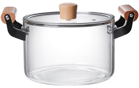 Vnook Suppentopf aus Glas, Glaskochtopf for Kochen von Milch, Beheizbare Glastopf, vielseitiges Kochgeschirr, für Zuhause Küche Restaurant Milch erhitzen und Nudeln Kochen(5.5L)