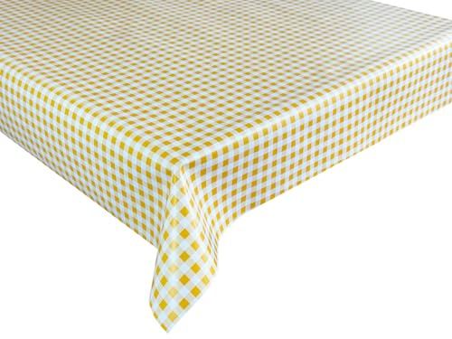 Wachstücher Tischdecke Wachstuch Gartentischdecke wasserdichte Abwaschbar Gelb Kariert C-16-5 240x140 cm