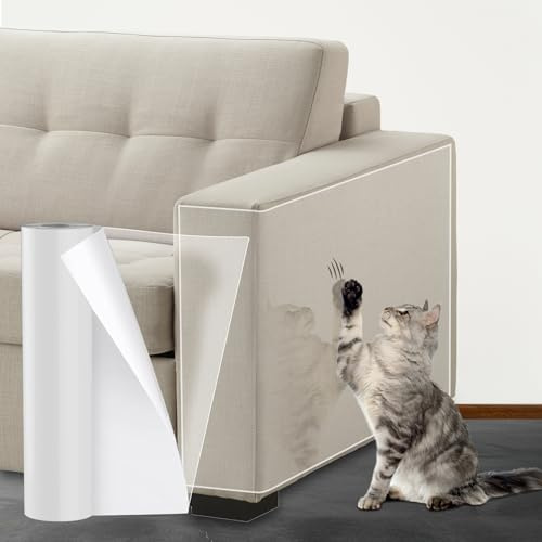 SDLDEER Cat Anti Scratch Tape 30cm x 5m Transparent Anti Scratch Furniture Protector Self Adhesive Cat Scratch Sticky Paws Tape for Carpet, Sofa, Couch, Door