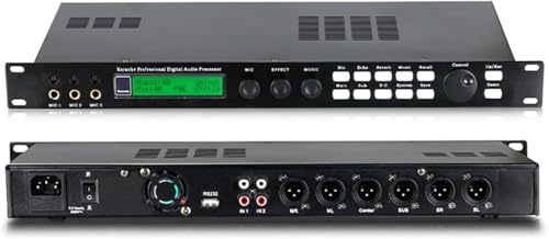 LVSEWOA Digitaler Equalizer, digitaler Mixer-Reverberator, KTV-Mikrofon-Audioprozessor, mit LCD-Bildschirm, DSP 15-Band-Audioeffektor, grafischer Equalizer