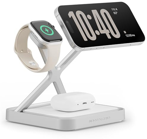 NOCO XGrid XDS3: 3-in-1 Wireless Charging Stand – Charging Station for iPhone, Apple Watch, and AirPods – MagSafe Compatible, Qi2 Certified – Includes 45W USB-C Wall Charger and 6.5-Foot USB-C Cable