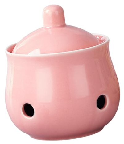 YWJLQH Ajos para Encimera Contenedor de Cerámica Y Bote de Almacenamiento Tarro Conservador de Ajos con Ventilación para Mantener Adecuado Pa, Rosa, Individual