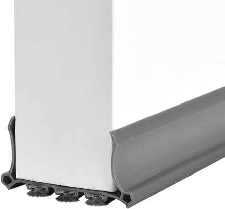 Paraspifferi Porta Blindata con Feltro, 98 cm x 5cm,Paraspifferi Sottoporta Autoadesiva e Tagliabile, Previene Spifferi E Infiltrazioni di Polvere, Acqua, Luce, Insetti e Rumori (Grigio)
