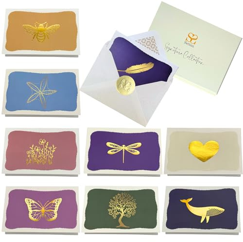 SETTINI Blank Note Cards,18 Pack All Occasion Assorted Greeting Cards, 9 Gold Foil Designs with Stickers and Envelopes 6 x 4 For Thank You, Mothers Day Gifts, Birthday and All Occasion Cards