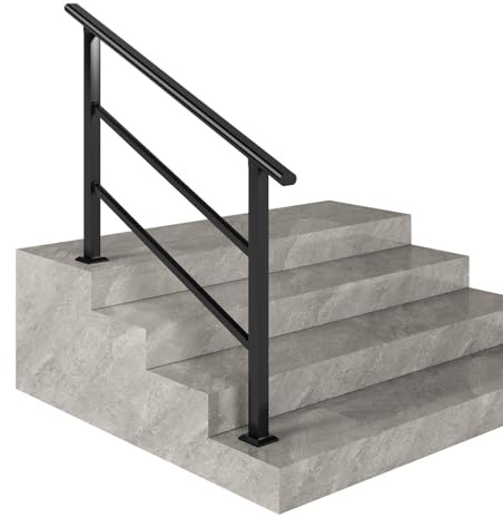 Handlauf Treppe, Rutschfester Treppengeländer Außen Geländer Handlauf Mit Zubehör Für Treppen, Brüstung, Veranda Terrassen(Schwarz)