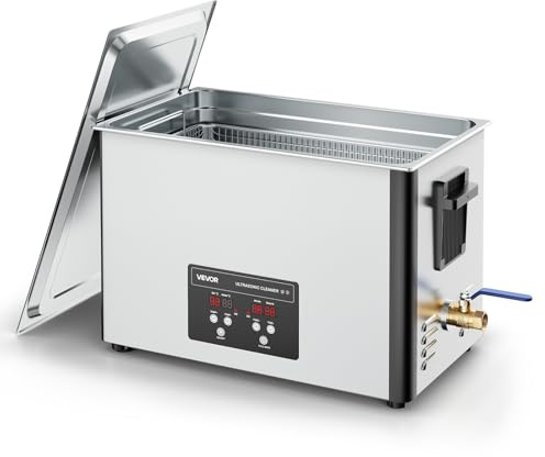VEVOR Limpiador Ultrasónico 30 L, Máquina de Limpieza Ultrasónica Profesional con Cesta de Limpieza y Pantalla Digital, 480 W, Acero Inoxidable, 40 kHz, para Piezas, Carburadores e Instrumentos