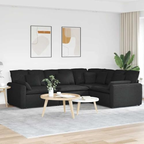 Amorsee Ecksofa mit Schlaffunktion 317 x 100 x 64 cm Stoff Modulares Schlafsofa, L Form Couch,3 Sitzer Sofa, Schlafsofa für Wohnzimmer, Schwarz