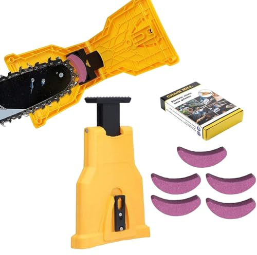 Affuteur Chaine Tronçonneuse Affuteuse De Chaine Tronconneuse Affûteur de Tronçonneuse Ultra-Rapide Précision Instantanée pour Coupe Efficace Professionnel Avec Aiguiser (1 Affuteur+5 Aiguiser)
