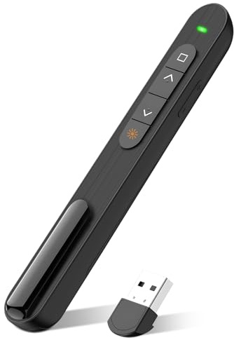 Wireless Presenter Remote Clicker for PowerPoint Presentations (BLACK, USB A)