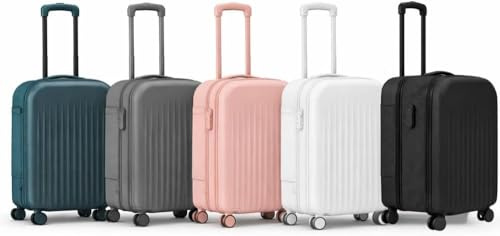 cecaro group Valigia Cabina Salvaspazio 57 cm – Trolley Rigido Espandibile con Inserto in Tessuto, Lucchetto TSA a Combinazione, 4 Ruote, Bagaglio a Mano Aereo (Grigia)