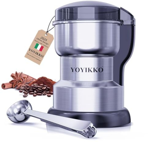 Macina Caffe' Elettrico 300W, Macinacaffè, Macinatura Regolabile Macina Caffe per Espresso/Gocciolamento/Versamento. Macinacaffè Per caffè, spezie e altri alimenti (Argento-238)