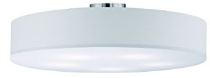 lightling modern Deckenleuchte in nickel matt, Stoffschirm weiß, 5 x E27 max. 60W, ø 65 cm, Höhe: 17 cm
