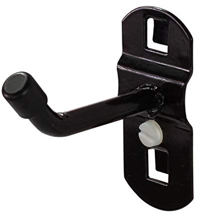 ADB Werkzeughalter Lochwand Haken Halter 25, 50, 75, 100, 150, 200 mm mit schrägen Hakenende Zubehör, Farbe (RAL):Tiefschwarz (RAL 9005), Länge:25 mm