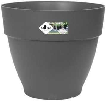elho Vibia Campana Rund 30 - Blumentopf für Außen - Ø 29.8 x H 25.8 cm - Schwarz/Anthrazit