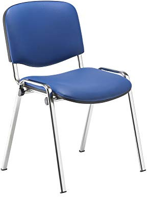 Office Hippo Heavy Duty Meeting Chair, Versatile & Robust Stackable for Reception, Office or Conference With Strong Frame & Padded Durable Seat, Up To 115kg Weight - PU Blue/Chrome, Single