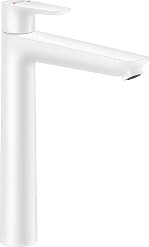 hansgrohe Wasserhahn Talis E (wassersparende Armatur mit hohem Auslauf 240mm, Zugstangen- Ablauf), Mattweiß