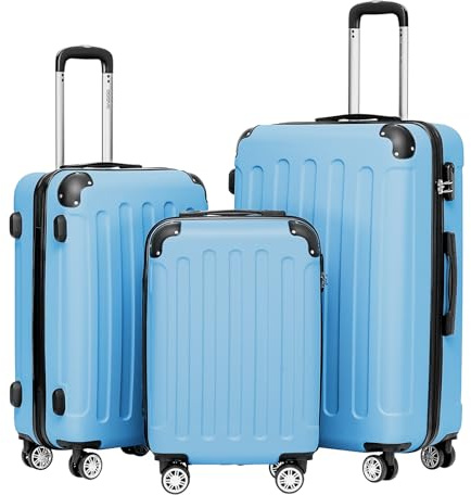 BEIBYE 2045 Zwillingsrollen 3tlg. Reisekoffer Koffer Kofferset Trolleys Hartschale in 20 Farben (Glacial Blue)