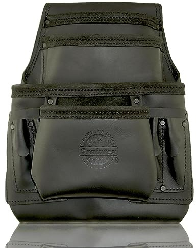 Graintex OS2744 10 Pocket Nail & Tool Pouch Top Grain Oil Tanned Leather for Framers, Constructors, Electricians, Plumbers, Handyman