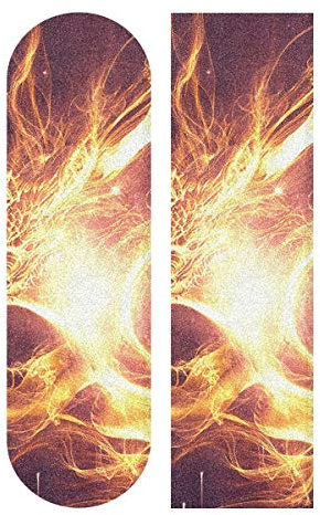BEUSS Feuer Kunst Drache Muster Skateboard Griptape Rutschfest Griptapes | Selbstklebend Longboard Griptapes Griffband(9x33in,44x10in 1pcs)