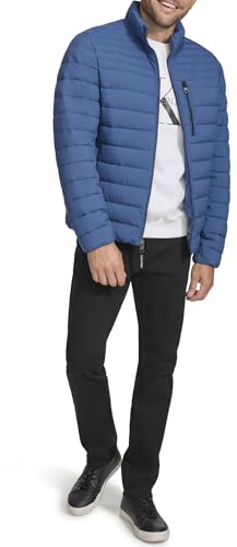 Calvin Klein Herren Daunen-Puffermantel mit Reißverschluss, Jeansblau, Größe M