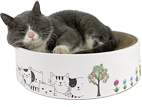 FGXY Kratzbrett für Katzen, Katzenkratzer, Interaktives Katzenspielzeug, Katzen Kratzbrett, Katzenkratzbrett Rund Wellpappe, Kratzkissen Kratzfestes Bettsofa für Katze