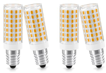 TASMOR E14 LED Glühbirne 5W, Warmweiß 800Lm 3000K Lampe | Ersetzt 50W Halogenlampe, Nicht dimmbar für dunstabzugshaube Kühlschrank Schlafzimmer Wohnzimmer, 4er Pack