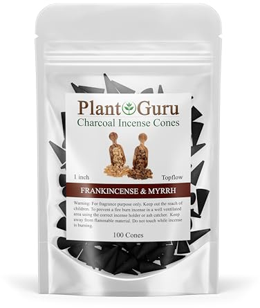 Frankincense and Myrrh Charcoal Incense Cones 1 TOPFLOW - 100 Pack Bulk - Natural Scented Cones Handmade Hand Dipped