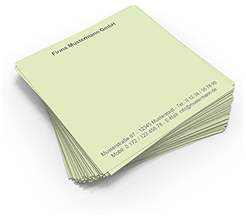 500 Notizzettel personalisiert in praktischer Zettelbox mit Stiftehalter 10 x 10 cm (hellgrün)