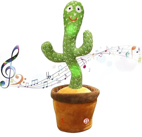 seOSTO Cactus Qui Danse et Répète Jouet Cactus Parlant avec 10 Chansons pour Enfants & Volume Réglable Répétition Vocale, Enregistrement, LED, Cadeau Éducatif Bébé