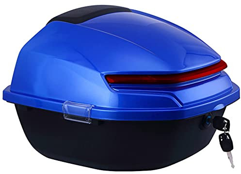 ksamwjf Motorrad Topcase, Scooter Trunk Tail Box, Helmgepäckaufbewahrung Topcase, mit universellem Befestigungsmaterial, weicher Rückenlehne und Nachtwarnlicht