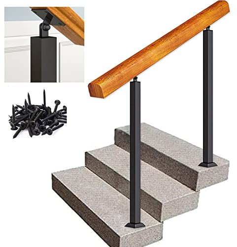 IBOWZ Corrimano per Scale Interne Esterne Corrimano Scale per Esterni, con Accessori di Installazione Corrimano Portico Corrimano in Legno da Terra Corrimano Antiscivolo di Sicurezza in Ferro Batt